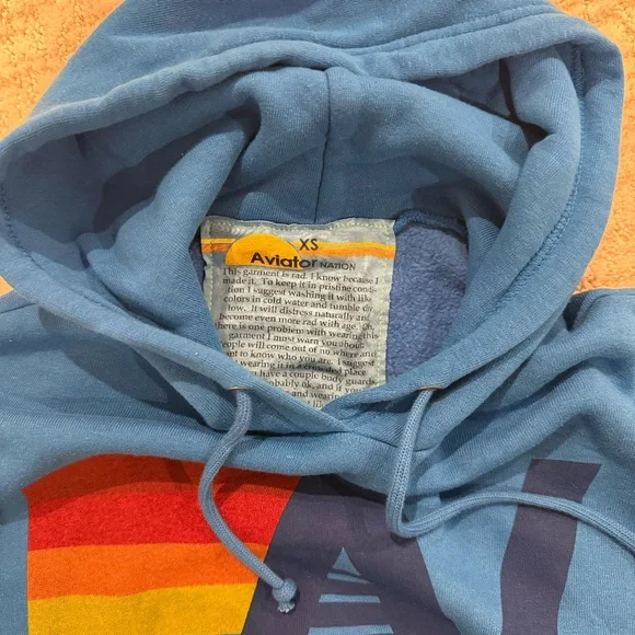 Brand New! Aviator Nation, LOGO PULLOVER RELAXED HOODIE - ADVENTURE BLUE, XS - Picture 3 of 4